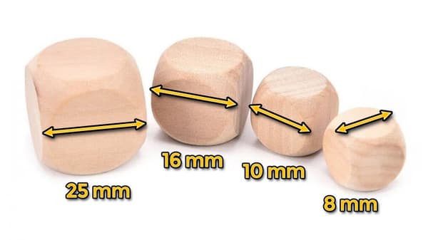 Sæt med 100 træterninger (terninger), størrelse: lille (8 mm)