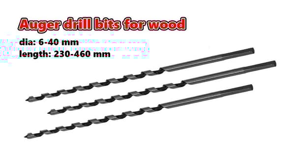 Sæt med 3 sneglebor til træ, 8x230 mm