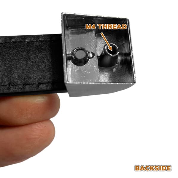 Sarja 4 mustaa nahkakahvaa (128 mm, metallinen päätykappale)
