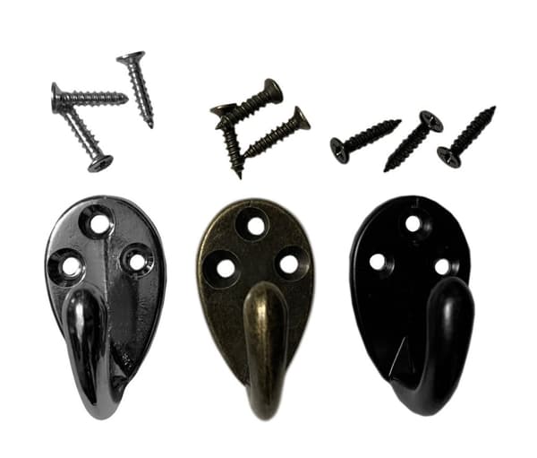 Set med 6 små klädkrokar av metall, klädhängare (färg: brons)