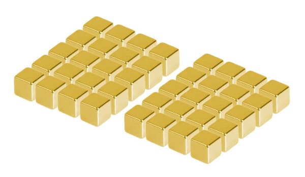 Sats med 40 starka magneter (guld, kub: 5x5x5 mm)
