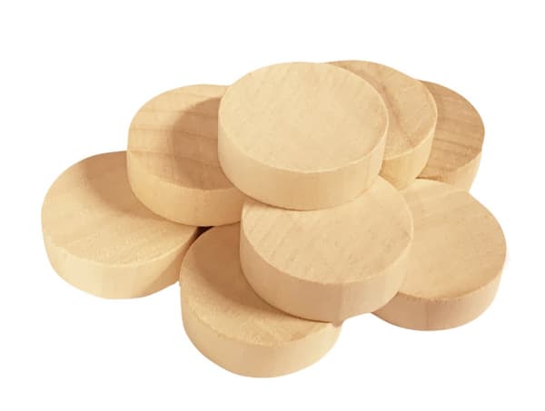 100 puukiekon sarja (halkaisija: 2,5 cm, paksuus: 8 mm, schima)