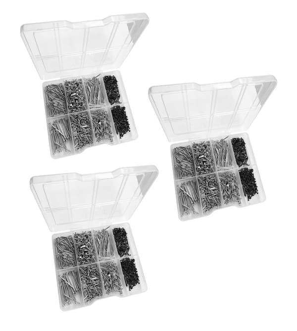 Setti 3375 pientä naulaa muovisissa lajitelmalaatikoissa (11-30 mm)