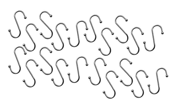 Sats med 20 S-krokar i stål (70 mm, 50 kg)