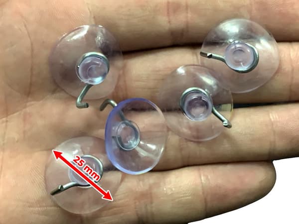 Sæt med 48 små sugekopper med metalkrog (25 mm diameter)