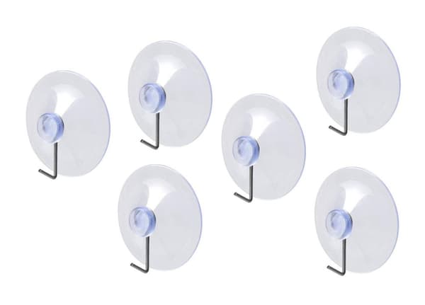 Set med 40 sugkoppar av PVC med metallkrok (40 mm diameter)