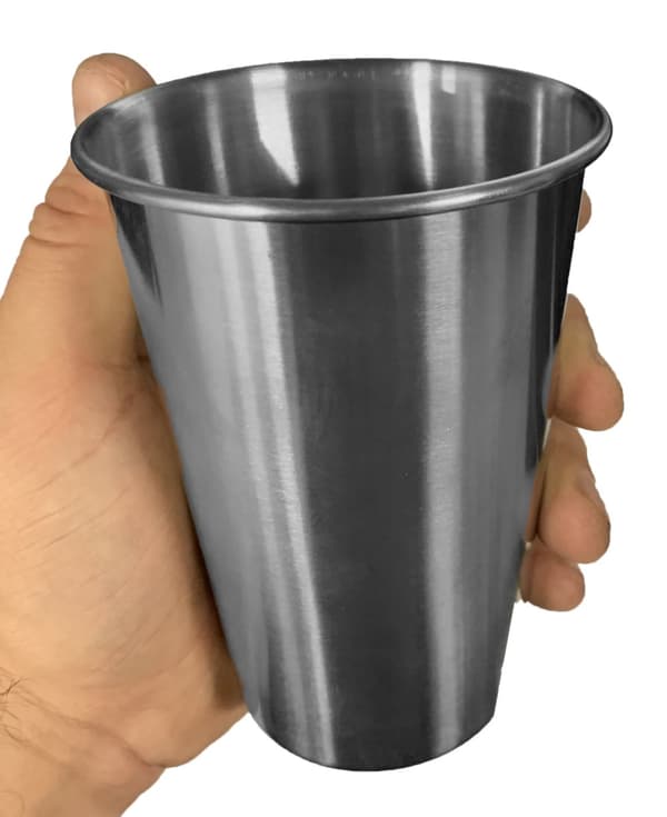 Sæt med 6 (vin)kopper i rustfrit stål, 500 ml, med rullekant