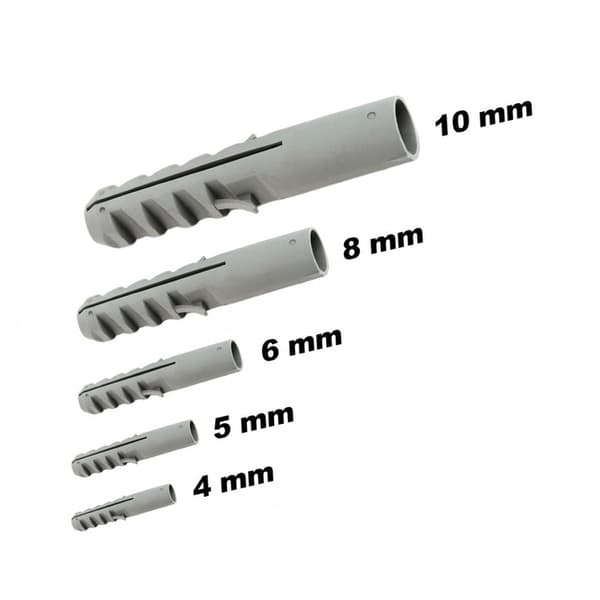 Sarja 300 nailonista seinätulppaa (6 mm)