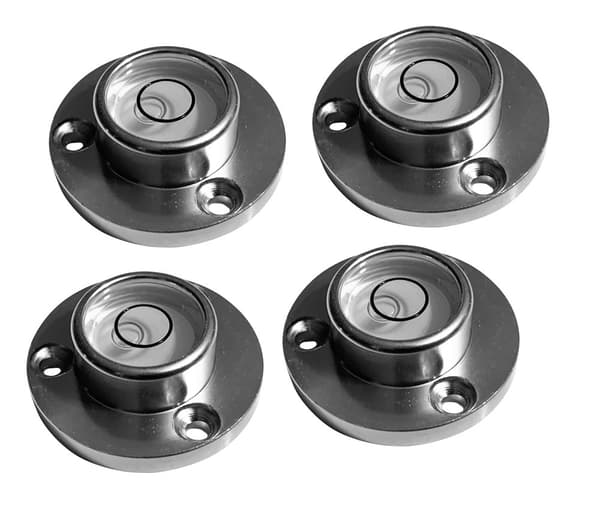 Sats med 4 runda vattenpass med aluminiumfodral (30x20x12 mm, silver)