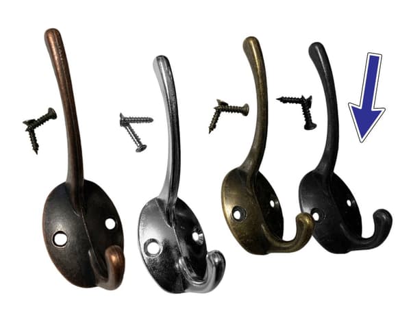 Set med 10 metallkrokar/hängare för jackor och hattar (färg: svart)