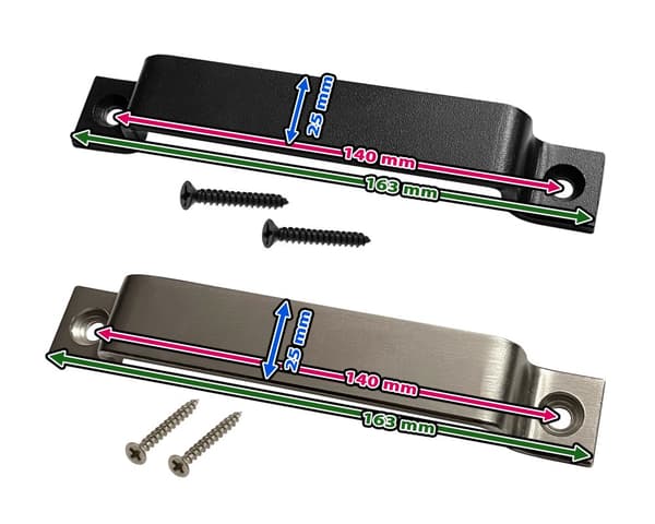 Set med 4 robusta metallhandtag (2,5 x 16 cm, svart)