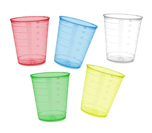Sæt med 160 målekopper (30 ml, gennemsigtig, PP, til hyppig brug)