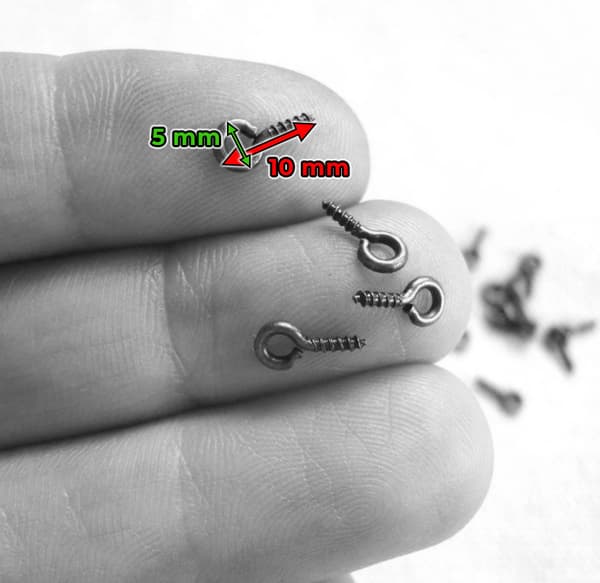 Set mini skruvöglor (1200 st, 5x10 mm, olika färger, i 2 lådor)