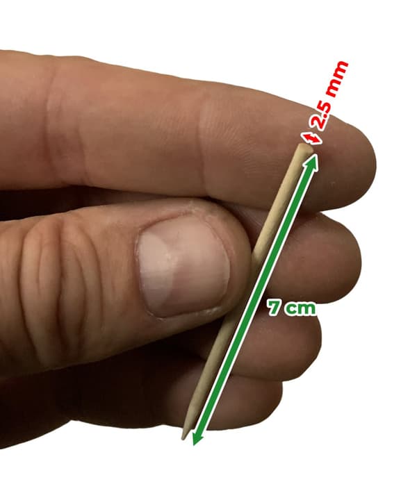 Sæt med 20000 træpinde (2,5 mm x 7 cm)