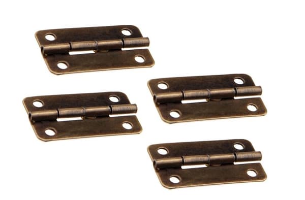 Sæt med 16 stykker små messinghængsler (30x17 mm)