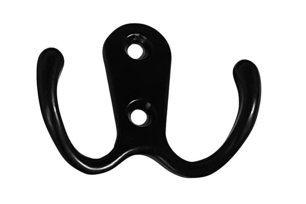 Set med 10 klädkrokar, klädhängare av metall (dubbla, färg: svart)