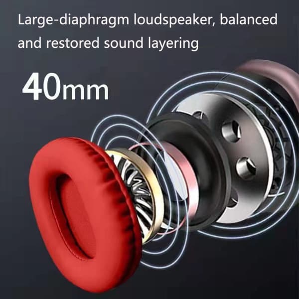 Kuulokkeet Bluetooth 5.1 Subwoofer (Red)