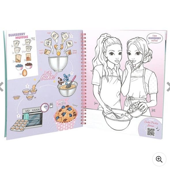 TOPModel Colouring Pages Book Cake & Bake with Stickers and Sequins