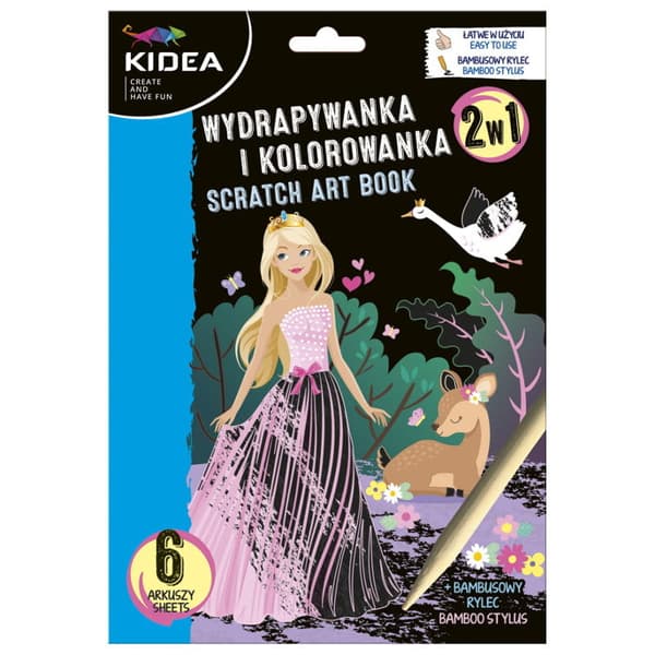 Scratch Art and Coloring Book 2in1 Princesses, Kidea