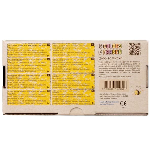 Pastel bivoks farveblyanter Medenka JUNIOR PASTEL 1+ (6 farver) 100% naturlig