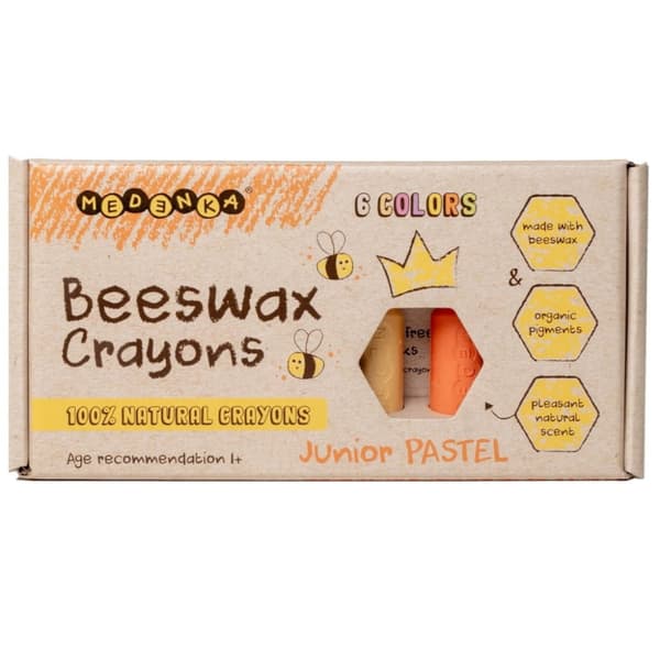 Pastel bivoks farveblyanter Medenka JUNIOR PASTEL 1+ (6 farver) 100% naturlig