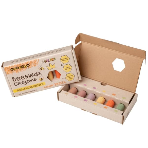 Pastel bivoks farveblyanter Medenka JUNIOR PASTEL 1+ (6 farver) 100% naturlig