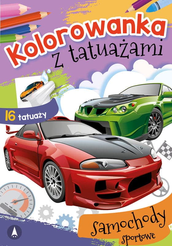 Urheiluautojen tatuoinnit värityssivu