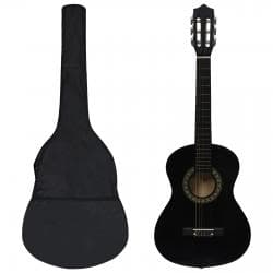 vidaXL Klassisk gitarr för nybörjare 8 delar svart 1/2 34