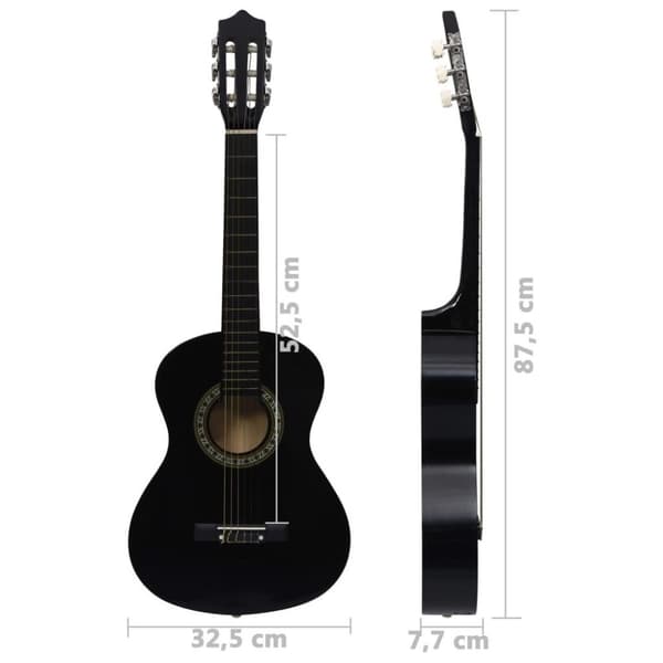 vidaXL Gitarr för nybörjare och barn klassisk svart 1/2 34
