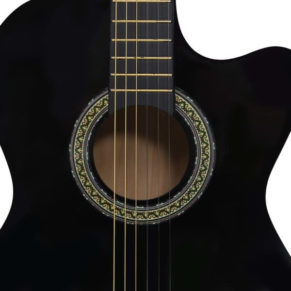 vidaXL Westerngitarr med cutaway EQ och 6 strängar svart