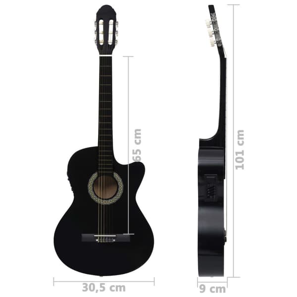 vidaXL Westerngitarr med cutaway EQ och 6 strängar svart