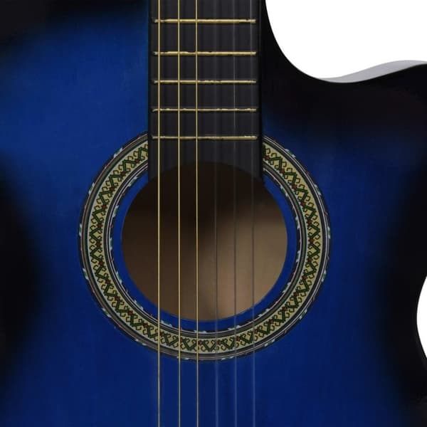 vidaXL Westerngitarr med cutaway EQ och 6 strängar blå