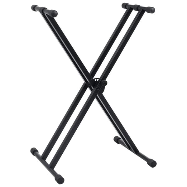 vidaXL Dubbelstagat keyboardstativ och pall svart