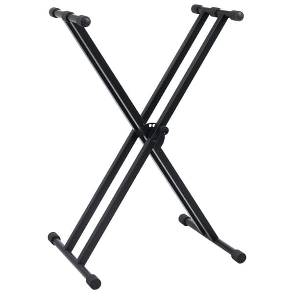 vidaXL Dubbelstagat keyboardstativ och pall svart