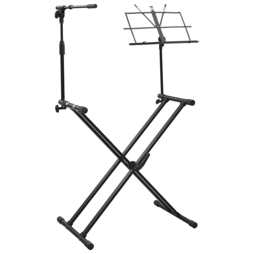 vidaXL Keyboardstativ med mikrofonstativ och notställ