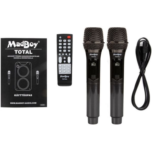 MadBoy TOTAL karaokeanlæg med trådløse mikrofoner.