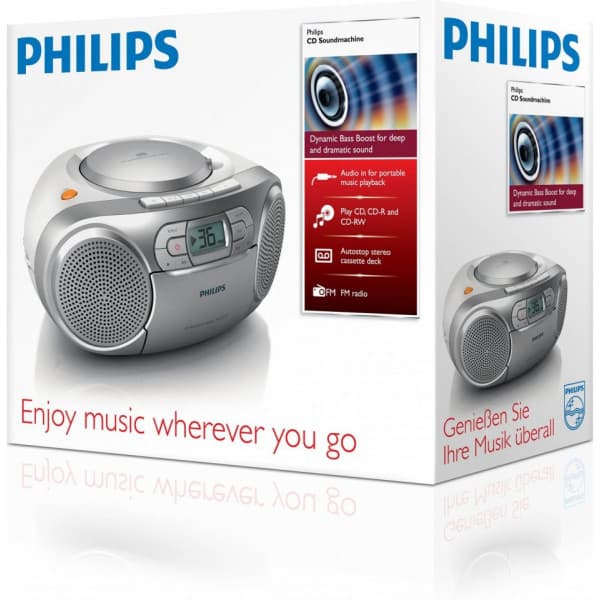 Philips AZ127 -bærbar CD-afspiller, sølv