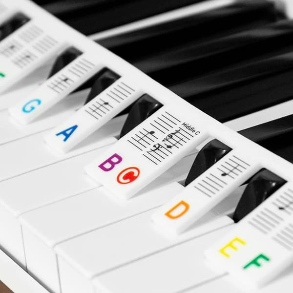 INF Avtakbare note-etiketter til piano og keyboard, 61 tangenter Flerfarget