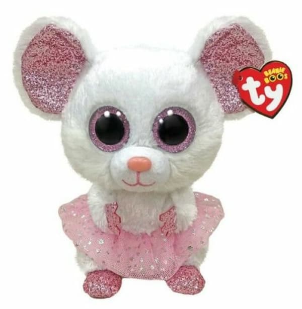 Maskotka Ty Mysz biała ballerina - Nina 24 cm