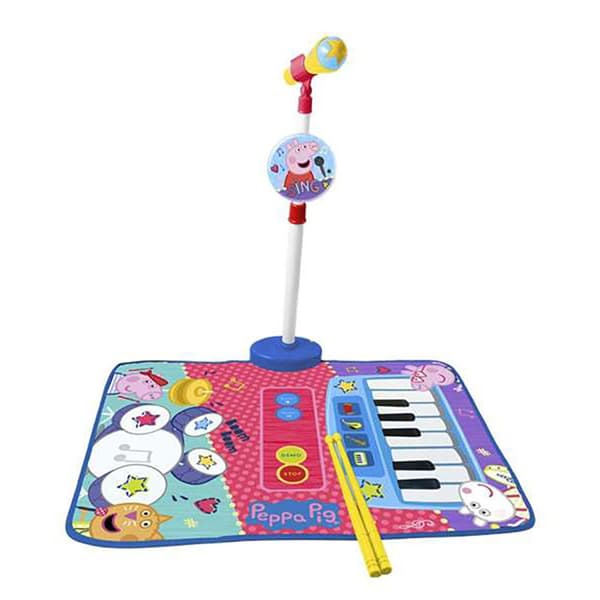Reig Musicales Batteri Og Klavertæppe Med Fodmikrofon Og Trommestikker Peppa Pig