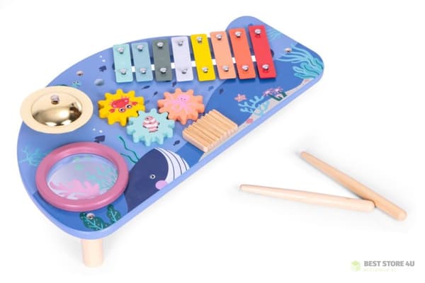 Bord med instrument, notbord, cymbaler, trumplatta, tvättbräda, havsmotiv ECOTOYS