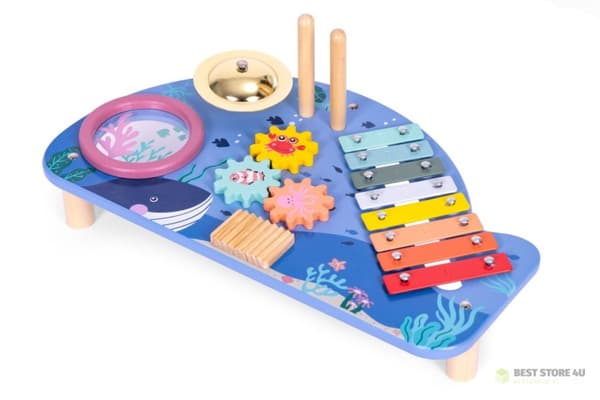Bord med instrument, notbord, cymbaler, trumplatta, tvättbräda, havsmotiv ECOTOYS