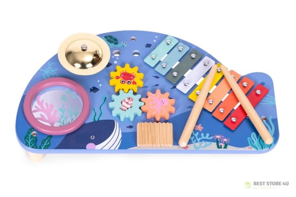 Bord med instrument, notbord, cymbaler, trumplatta, tvättbräda, havsmotiv ECOTOYS