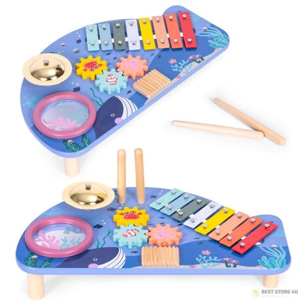 Bord med instrument, notbord, cymbaler, trumplatta, tvättbräda, havsmotiv ECOTOYS