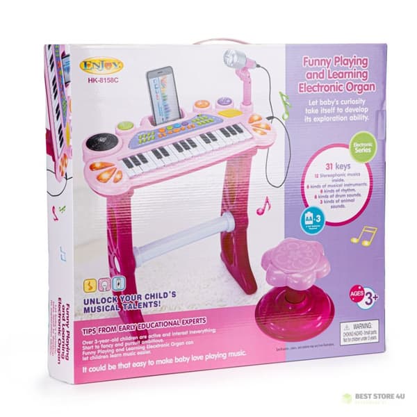 Keyboardorgelpiano med mikrofon mp3 rosa