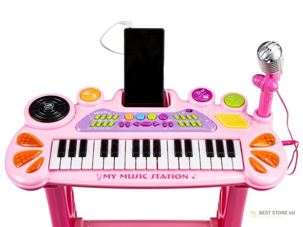 Keyboardorgelpiano med mikrofon mp3 rosa