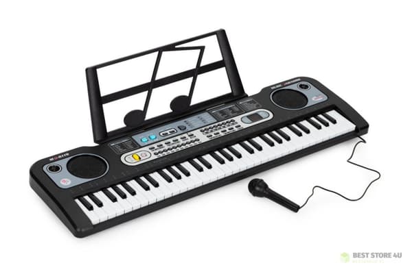 Stort keyboardpiano med mikrofon för barn + nätadapter