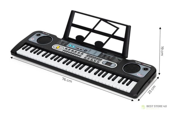 Stort keyboardpiano med mikrofon för barn + nätadapter