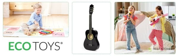 Børneguitar stor træ 6 strenge ECOTOYS