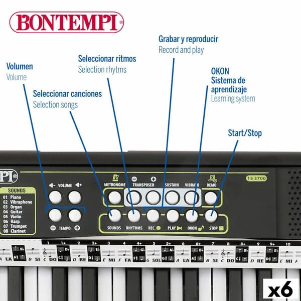 37-Key Keyboard Bontempi 42 x 4 x 15 cm (6 Units)